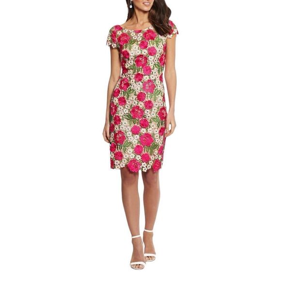 Xscape Womens Embroidered Knee Sheath Dress in the Size 14W in Fuchsia Multi - Picture 5 of 9
